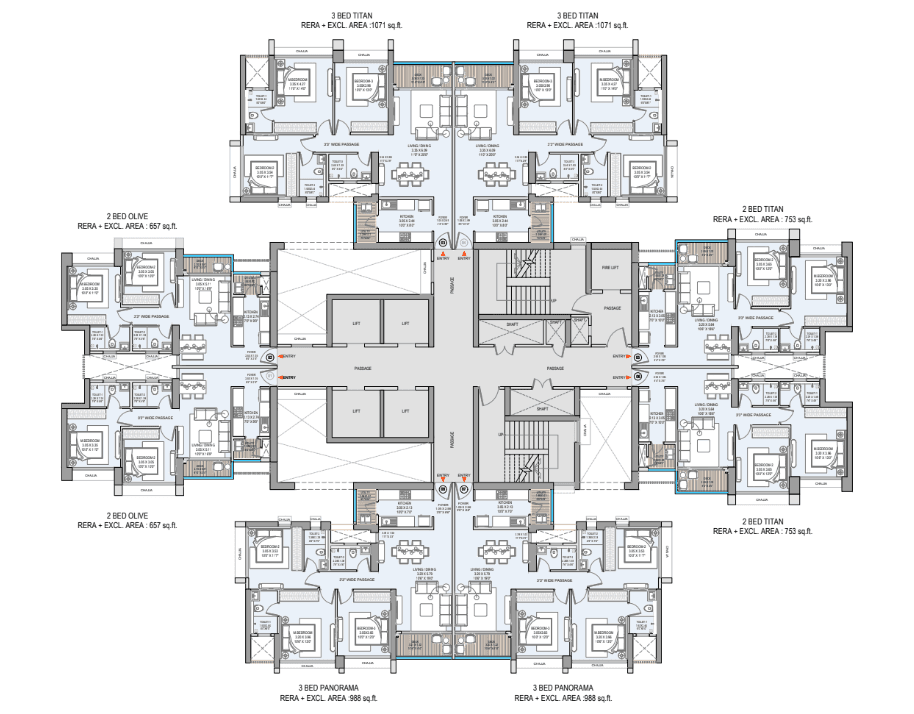 Tower 2Typical Floor Plan